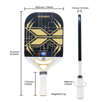 -Carbon Fiber Pickleball Paddles for Men and Women, Professional Rackets, Racquet Cover for Outdoor Playing, 13Mm
