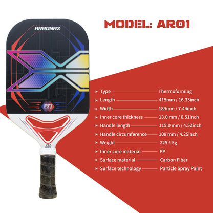 -Carbon Fiber Pickleball Paddles for Men and Women, Professional Rackets, Racquet Cover for Outdoor Playing, 13Mm